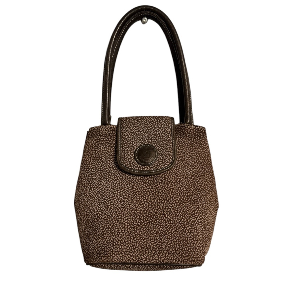 Vintage Firenze Moda Italian Leather Bucket Bag Brown Textured Quiet Luxury